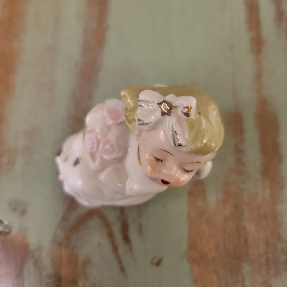 Ceramic Angel Figurine with Flowers
